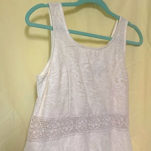 Size large knee-length cream colored lace-top dress